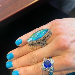 Elegant Opal and Silver Ring